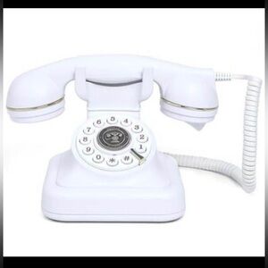 Vintage Style White Corded Rotary Phone